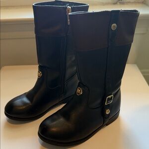 Michael Kors MK Kids Black and Brown Leather Boots
